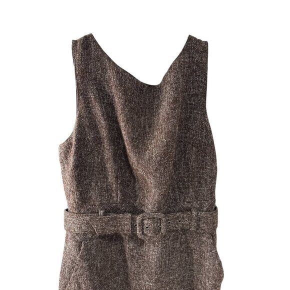 Banana Republic Wool Blend  Brown Tweed Belted Scoop Neck Dress Size 4, EUC - Picture 4 of 7